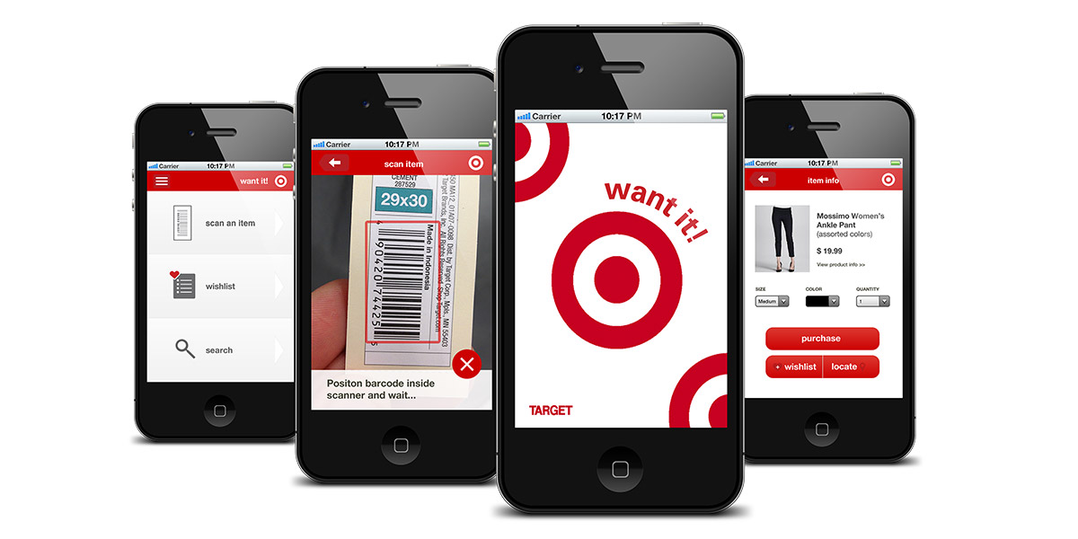 Target Want It! app sample screens 